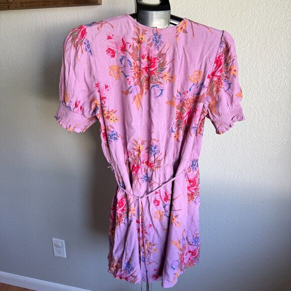 Urban Outfitters UO Anna Crepe Wrap Mini Tropical Hawaiian Dress Women's Size M - Picture 3 of 5